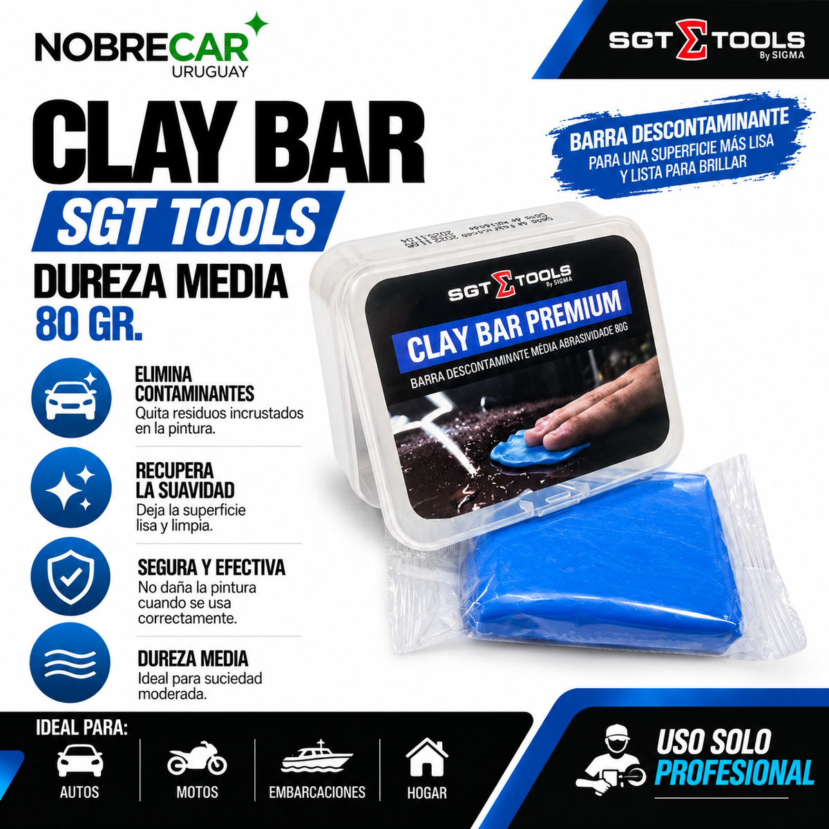 CLAY BAR SGT DUREZA MEDIA 80 GR