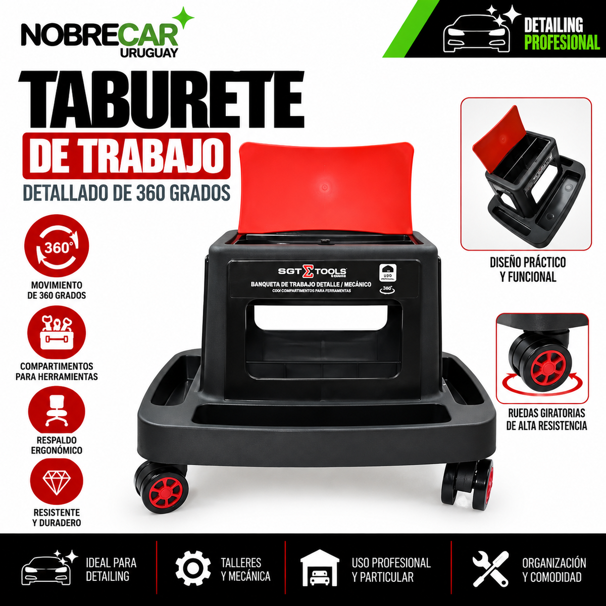 TABURETE DE TRABAJO 360 GRADOS - SGT