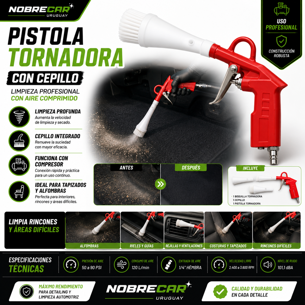 Pistola Tornadora con Cepillo SGT-9911 Sigma Tools