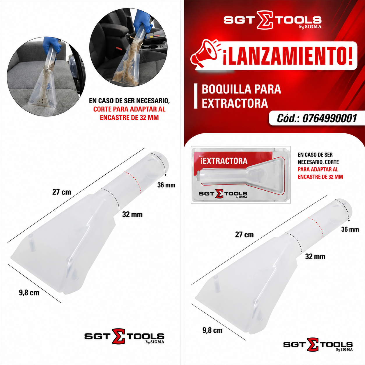 Pico Universal para Extractora y Aspiradora - SGT Tools