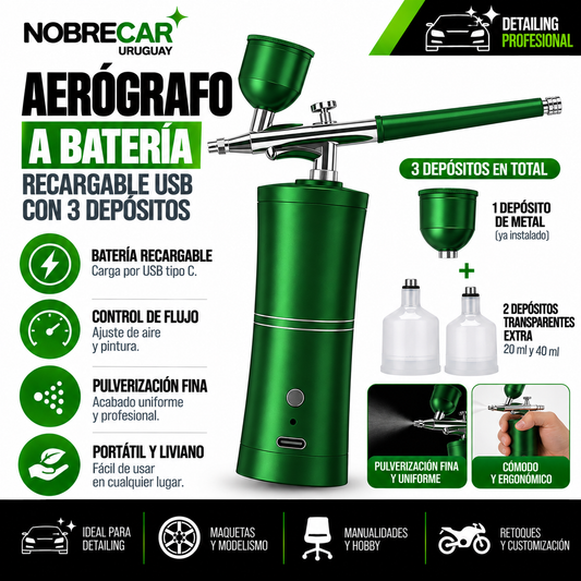 Aerógrafo a Batería Recargable USB con 3 Depósitos