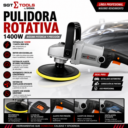 Pulidora rotativa 7” 1.400 W –  SGT-5135 Sigma Tools