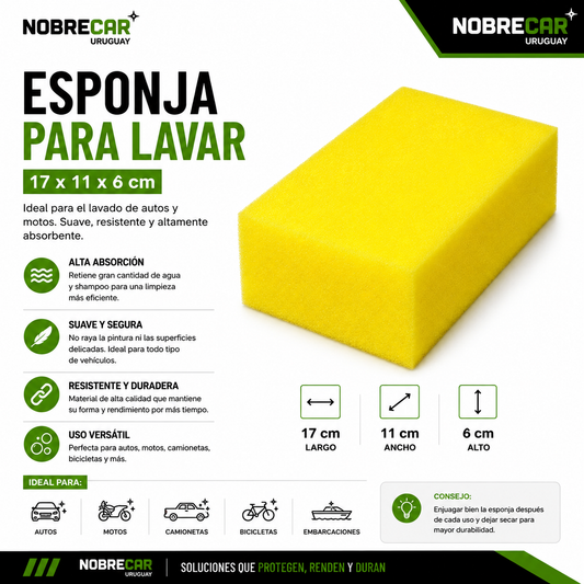 Esponja para Lavar Auto 17 × 11 × 6 cm | Nobrecar