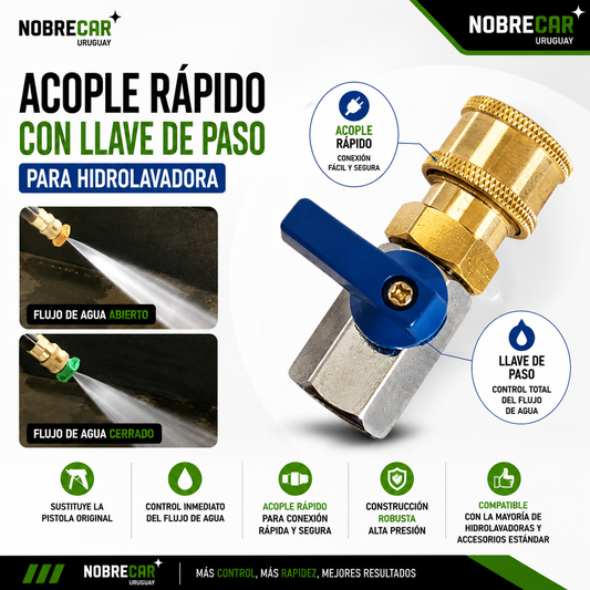 ACOPLE RAPIDO CON LLAVE DE PASO PARA HIDROLAVADORA