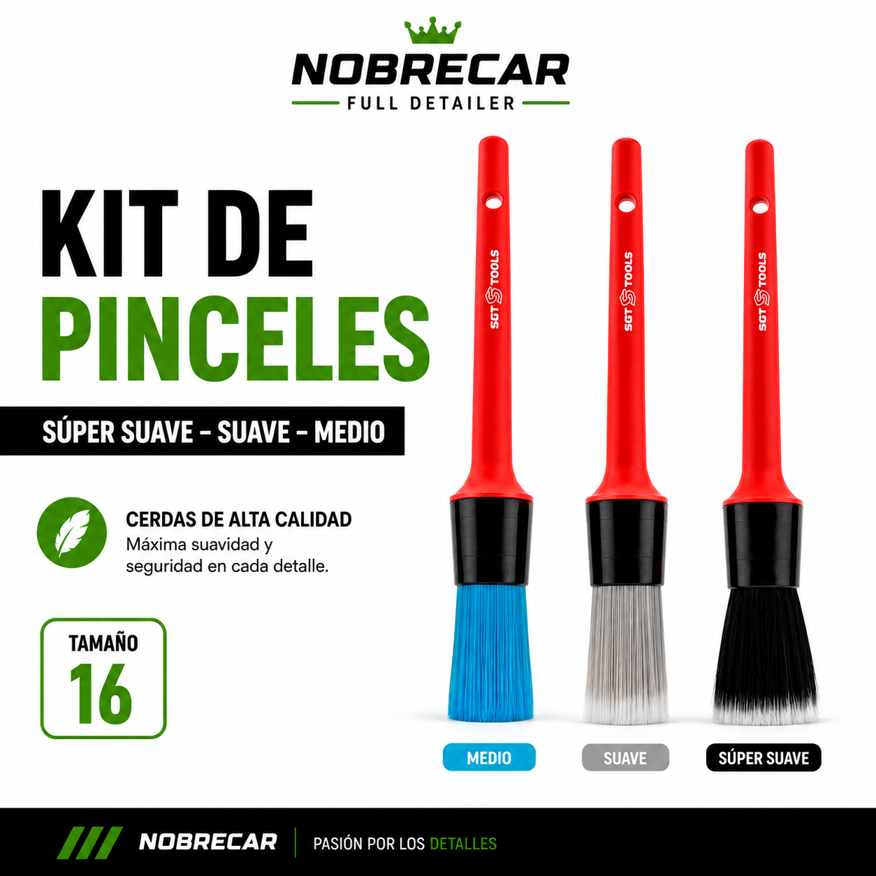 Kit de Pinceles -Súper Suave – Suave – Medio – Tamaño 16
