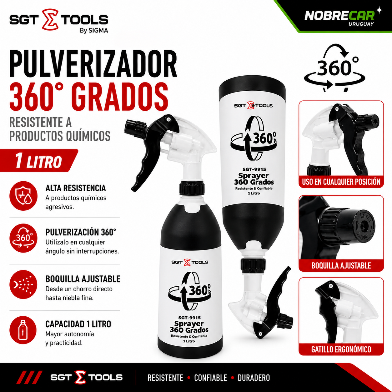 Pulverizador 360 Grados Resistente A Productos Químicos - 1 Litro