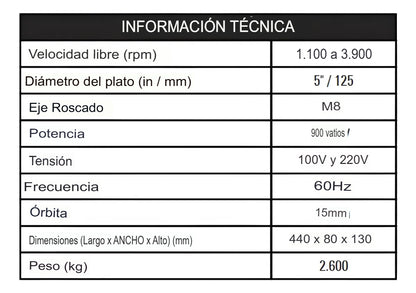 Pulidora Roto Orbital Sgt Pro Sgt5117 - 15mm 900w